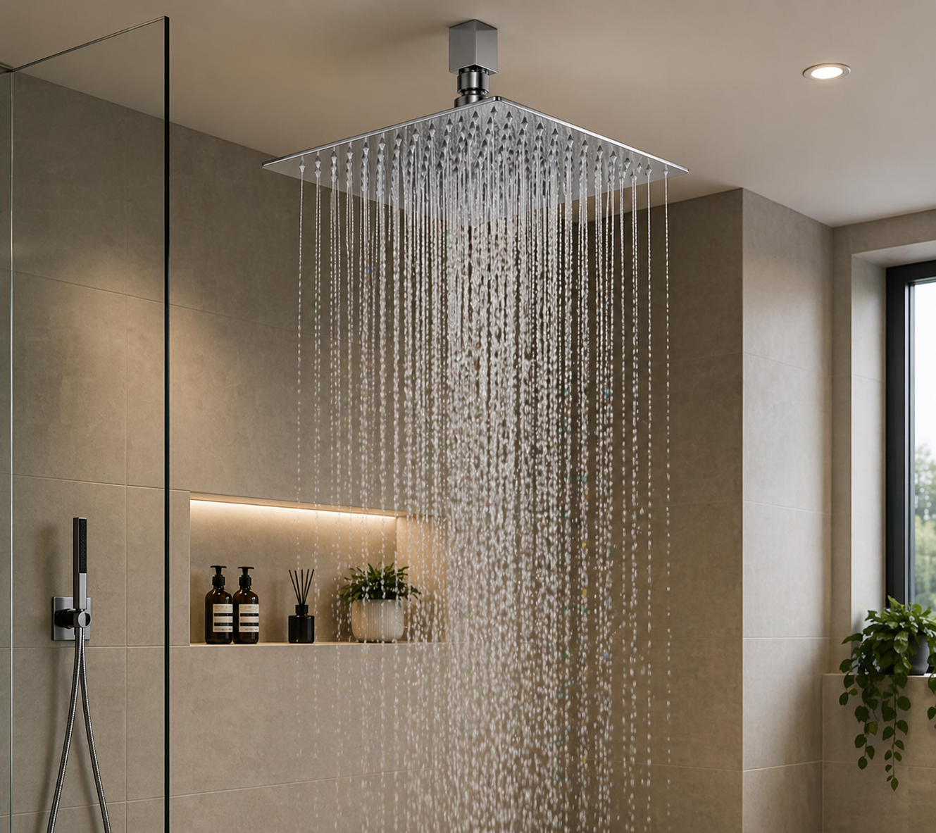 Rainfall Shower Head 8–12 Inch — High Pressure Ceiling Mounted Bathroom Showerhead